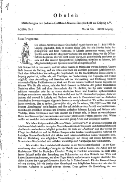 Obolen 2000 · Heft 1, Titelseite