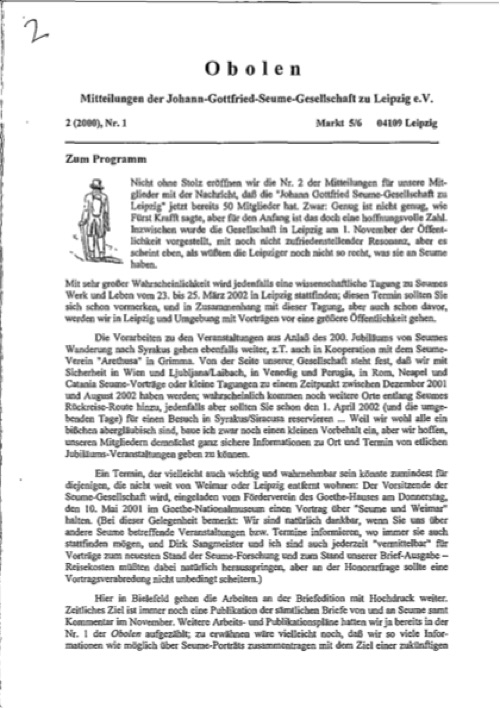Obolen 2000 · Heft 2, Titelseite