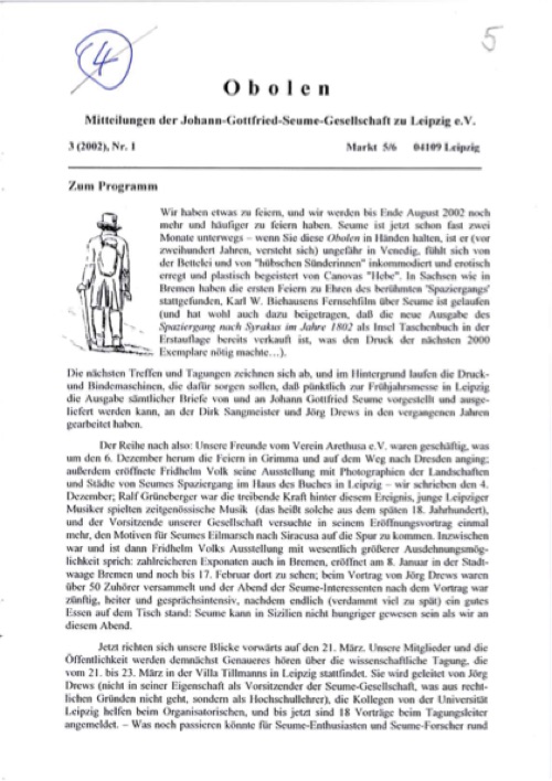 Obolen 2002 · Heft 1, Titelseite