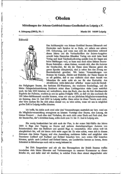 Obolen 2003 · Heft 1, Titelseite