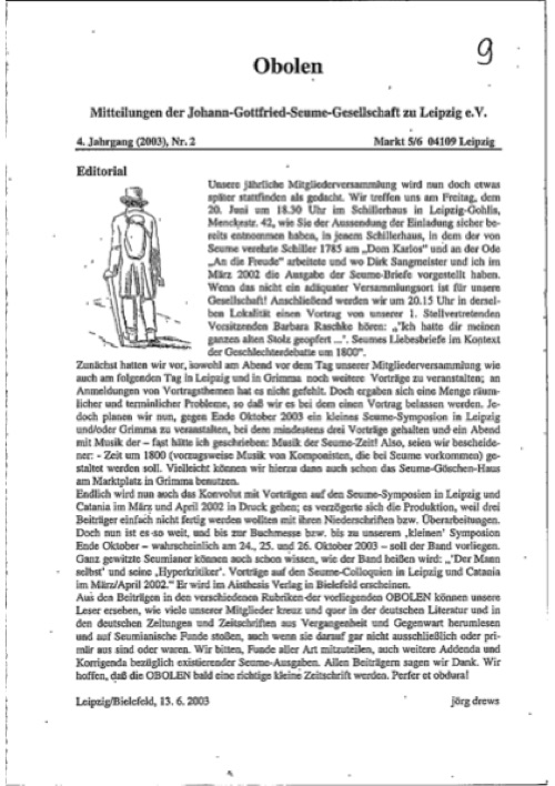 Obolen 2003 · Heft 2, Titelseite