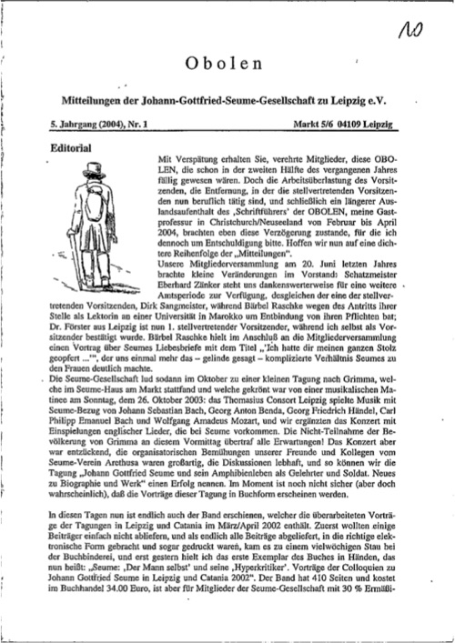 Obolen 2004 · Heft 1, Titelseite