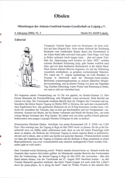 Obolen 2004 · Heft 2, Titelseite
