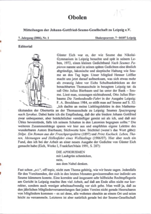 Obolen 2006 · Heft 1, Titelseite