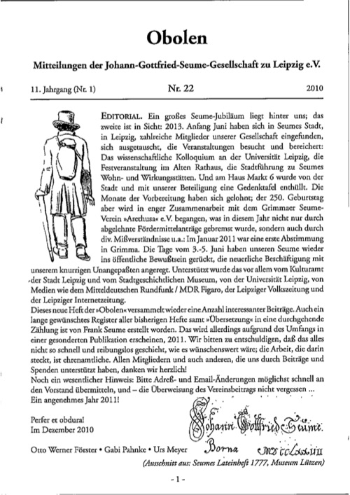 Obolen Nr. 22 · 2010, Titelseite