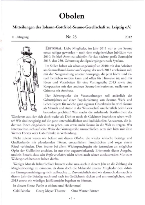 Obolen Nr. 23 · 2012, Titelseite